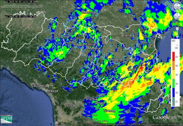 Figura 23: Mappe di riflettività del 03/05/2014 alle