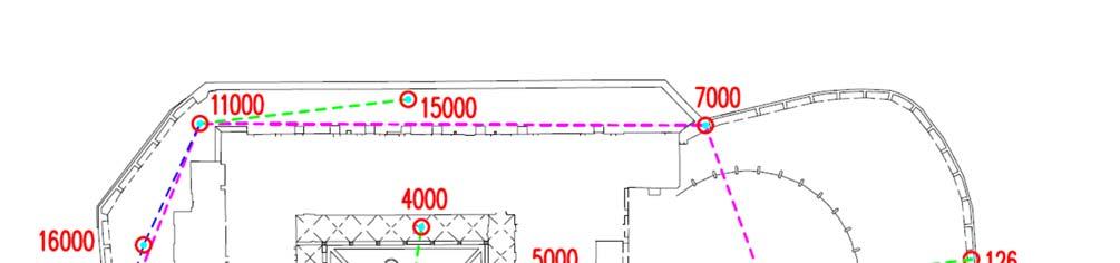 Schema poligonometrico integrato dal rilievo 9 giugno 2017 Come in precedenza, le operazioni si sono svolte costruendo un sistema di poligonale che nelle varie fasi di rilievo potesse essere