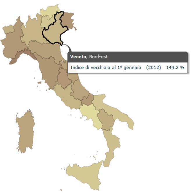 In Italia incremento del +16,9% dal 2002 (131,7) Ind vecchiaia: