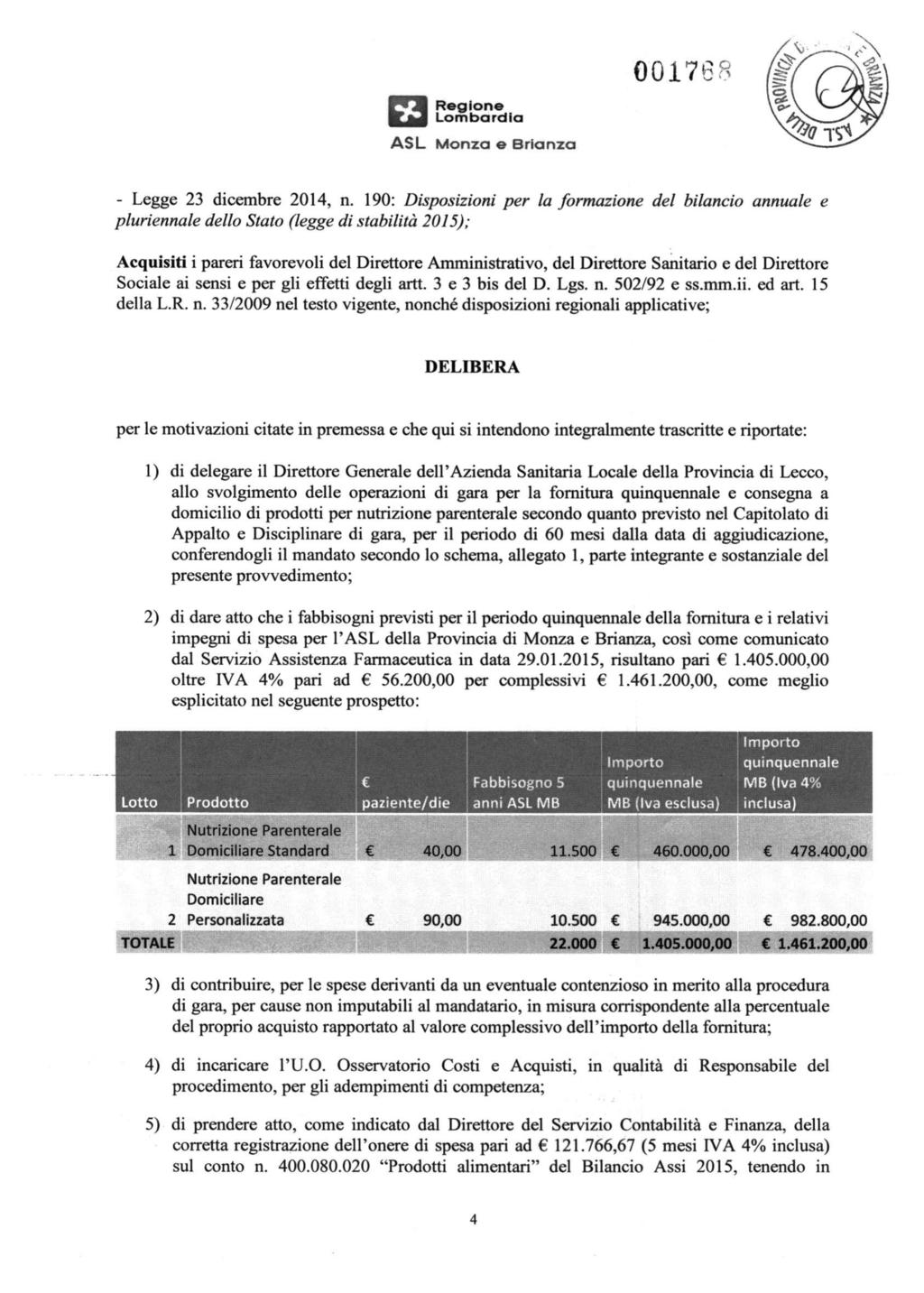 Regione G0176R - Legge 23 dicembre 2014, n.