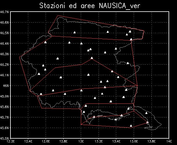 Suite NAUSICA_ver Descrizione prodotti 43 Stazioni e 6 aree meteorologicamente omogenee Prodotti della suite NAUSICA_ver zona di COSTA (cod AA): H sul livello del mare 0-5.