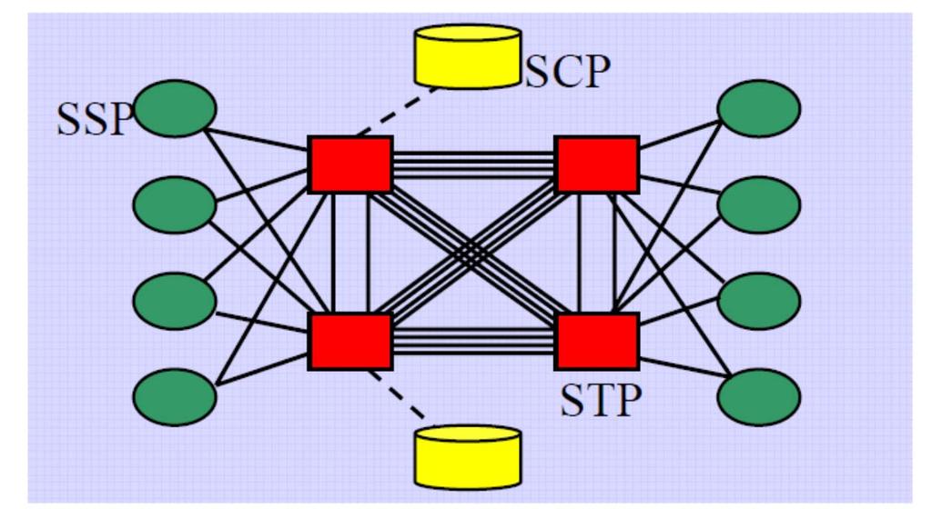 Elementi di rete: SSP-STP-SCP Il Service Switching Point (SSP) è una centrale locale di una rete telefonica. Un SSP può essere una combinazione di Switch Voce e Switch Segnalazione.