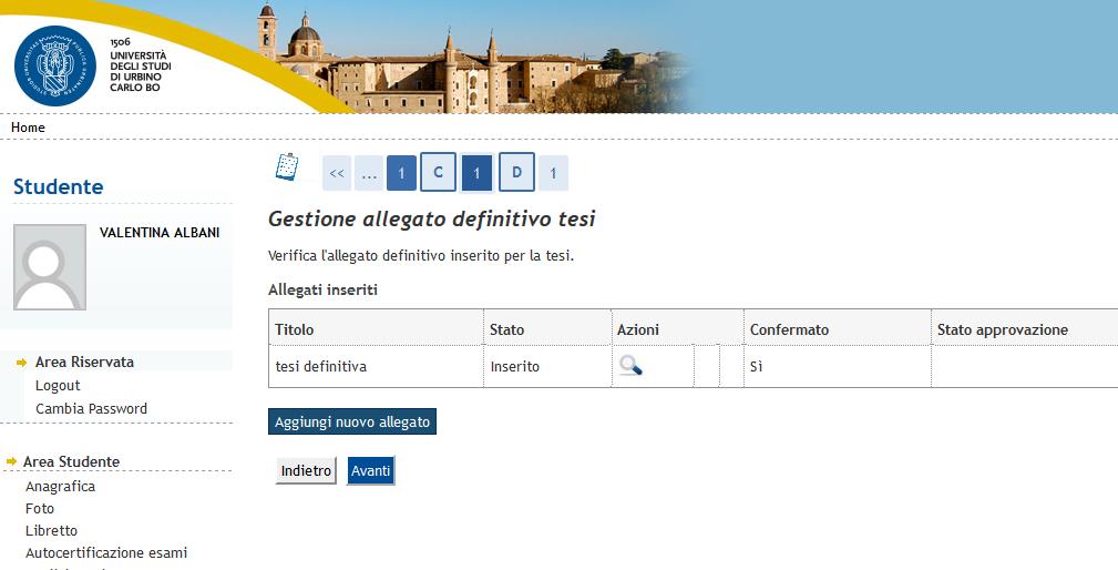 Il secondo allegato da inserire è il file contenente l Riassunti Tesi (il file deve contenere