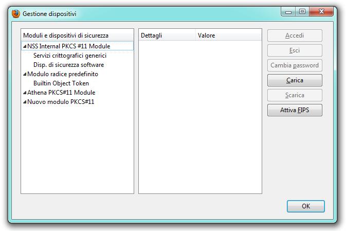 Configurazione manuale per l'utilizzo della TS-CNS tramite il browser Firefox 5.