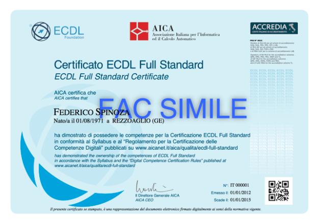 ECDL FULL STANDARD.. note dolen? Cos/: Skills card 63 (ora virtuale) h&ps://cer/ficazioni.aicanet.