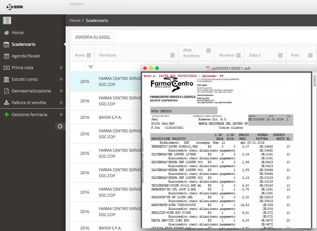 documento con un click (pdf) e, se del caso, di