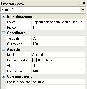 Num. sequenziale che identifica gli oggetti dello stesso tipo Imposta spessore Oggetto rettangolo Inserisce un rettangolo nel progetto Visualizza e imposta il layer di appartenenza Imposta il