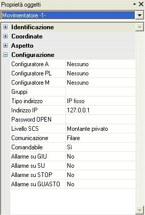 Parametri di configurazione: Configuratori A e PL in questi campi viene inserito l indirizzo del movimentatore.