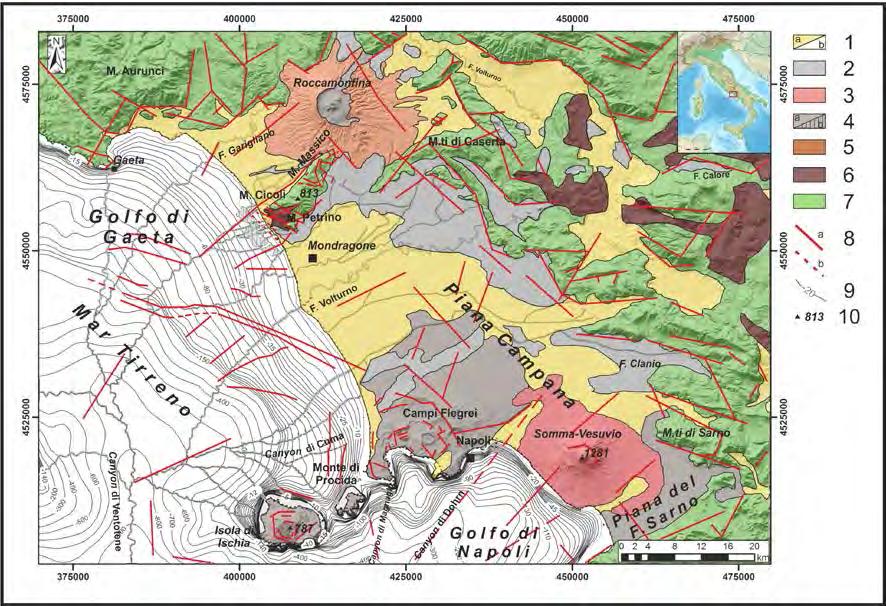 Archeologia, geomorfologia costiera, strategie sostenibili di valorizzazione Fig. 6.2 - Carta geologica del settore settentrionale della Campania e di quello meridionale del Lazio (Pennetta et al.