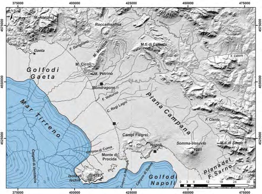 SINUESSA, UN APPRODO SOMMERSO DI EPOCA ROMANA Fig. 6.6 - Assetto territoriale di 18.000 anni prima del presente, durante il massimo picco dell ultima glaciazione.