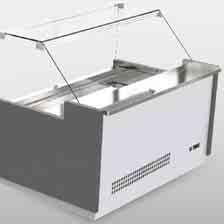 Espositori refrigerati orizzontali Horizontal serve-over displays 1000 mm Vetri frontali temperati ribaltabili Tempered frontal folding glass RAL 4010 RAL L 6019 RAL 1028 RAL 5024 RAL 5013 602 RAL