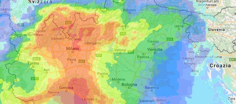 Dati di input: dati dei modelli previsionali Dati previsionali prodotti dal modello WRF-NEMS I