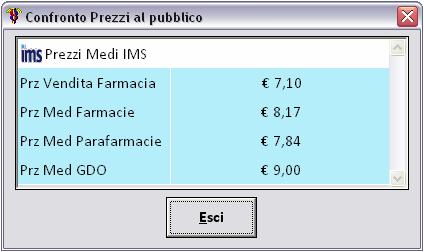 riceverà mensilmente direttamente da IMS la banca dati BPM che riporta i dati statistici dei prezzi medi di tutti i farmaci e i prodotti commerciali trattati nel canale farmacia oltre al numero medio