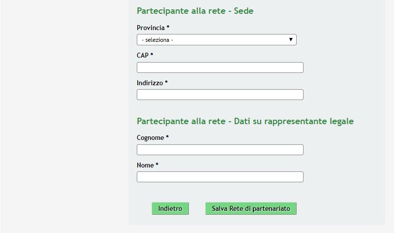 per accedere al sotto modulo dedicato all inserimento degli altri ATTENZIONE La composizione minima del partenariato deve