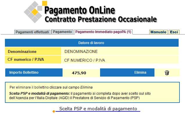 Cliccando su Scelta PSP e modalità di pagamento si passa il controllo al sistema informatico dell Agenzia per l Italia Digitale (AGID) dove si può scegliere la modalità di pagamento, al momento