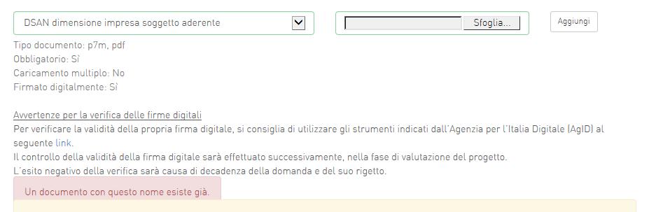 Figura 51 Avviso formato allegato non valido Il sistema avviserà anche se si sta cercando di allegare un documento