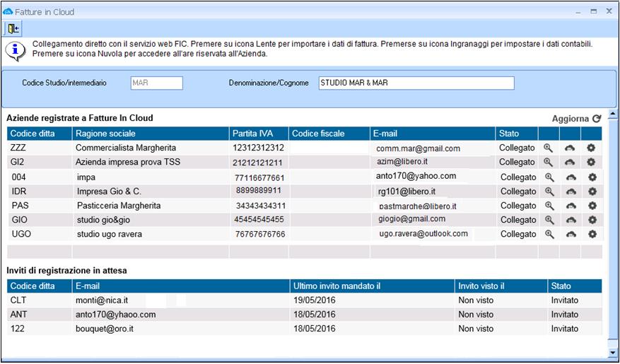 Multiaziendale:Cruscotto gestione clienti e importazione dati - Questa funzionalità attiva una maschera che nell intestazione utilizza l ambiente tecnico di ViaLibera mentre per la sezione dati si