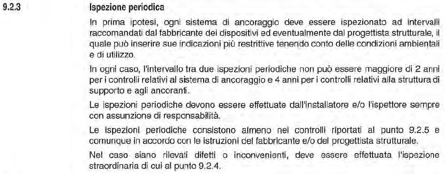 Specifiche operative A cura dell installatore o Tecnico Abilitato ( ispettore).