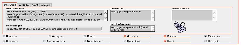 Figura 15 Le informazioni di dettaglio sul messaggio ricevuto Cliccando sul pulsante Ricerca avanzata possono essere inseriti ulteriori filtri di ricerca.