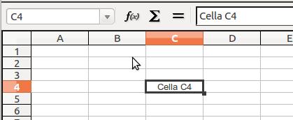 Celle All'avvio un foglio di calcolo consiste in una tabella enorme. Le righe sono numerate da 1 a 65536 (16bit) Le colonne sono indicate con lettere (A..Z, AA.