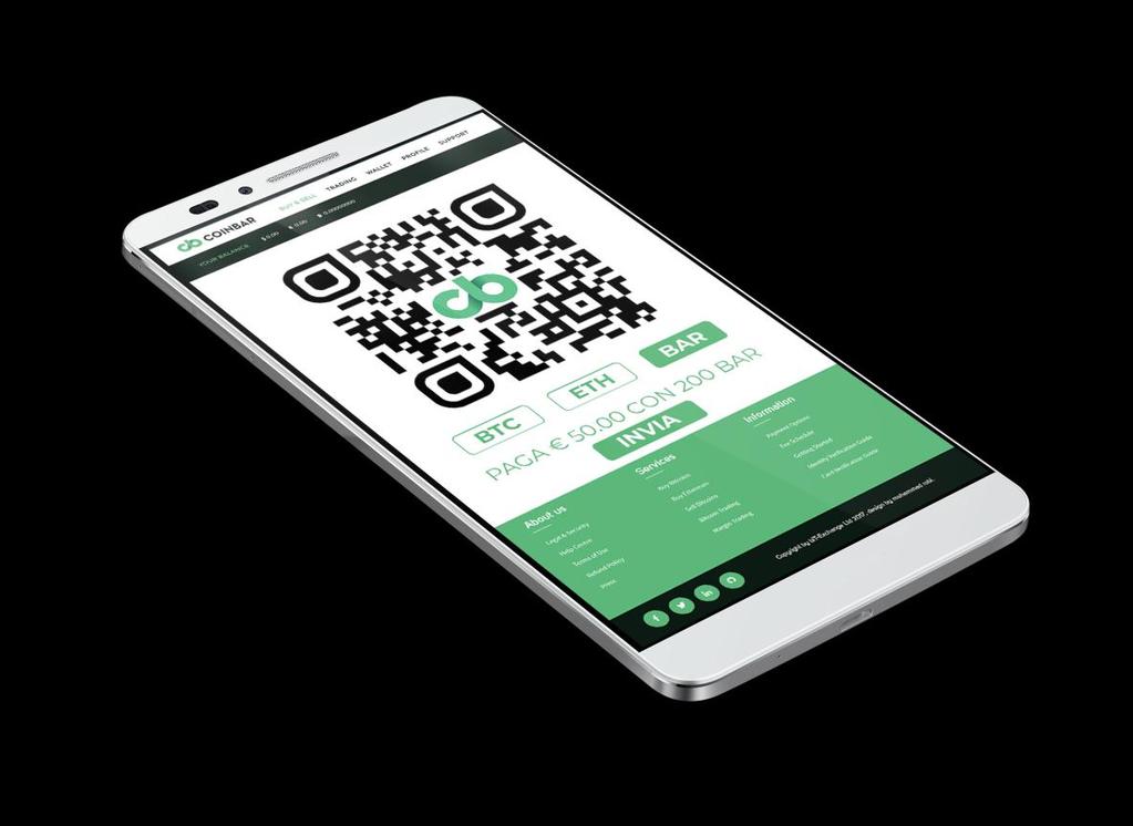 SERVIZI MERCHANT App collegata con la piattaforma exchange Pagamenti in BTC, ETH e BAR immediati Le