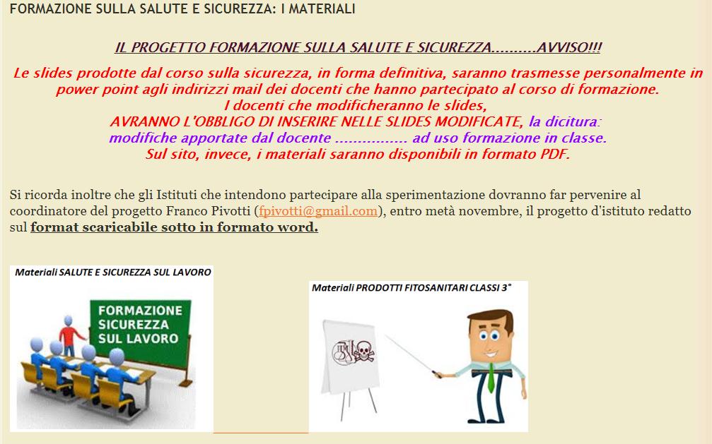 diversi istituti tecnici e professionali e monitoraggio del progetto PROGETTO E MATERIALI SCARICABILI http://www.