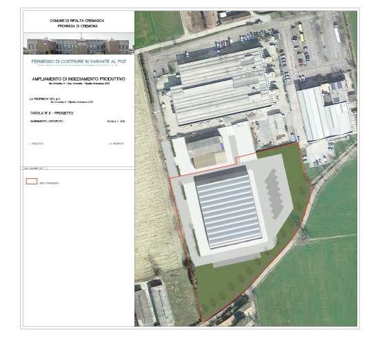 6- L INTERVENTO L'intervento in progetto riguarda un area posta a sud della zona produttiva denominata "Crocetta" in Comune di Ripalta Cremasca, dove sono insediate le attività produttive connesse