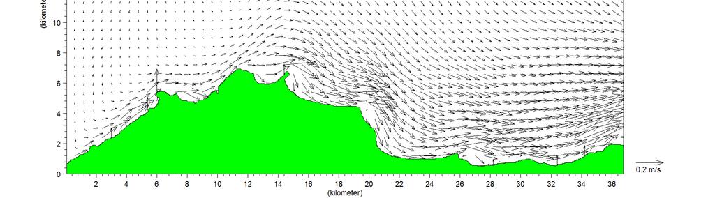 Figura 8.2.7: elaborazione vento da NNO (7.21 ms -1 ).