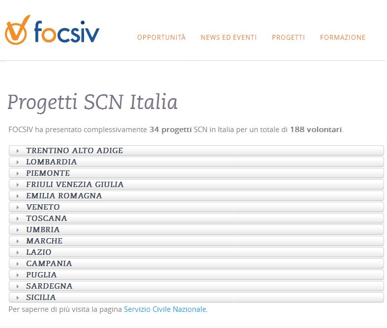 COME ORIENTARSI PER I PROGETTI SCU ITALIA: Puoi scegliere un progetto in base