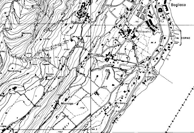 8 4. Inquadramento geologico, geomorfologico ed idrogeologico Il sito all'attenzione si attesta ad una quota compresa fra 125 circa a 117 metri s.l.m. nelle immediate adiacenze della porzione più orientale del campo da golf di Bogliaco e si sviluppa allungandosi in senso NW- SE quasi fino a lambire la via del Golf.