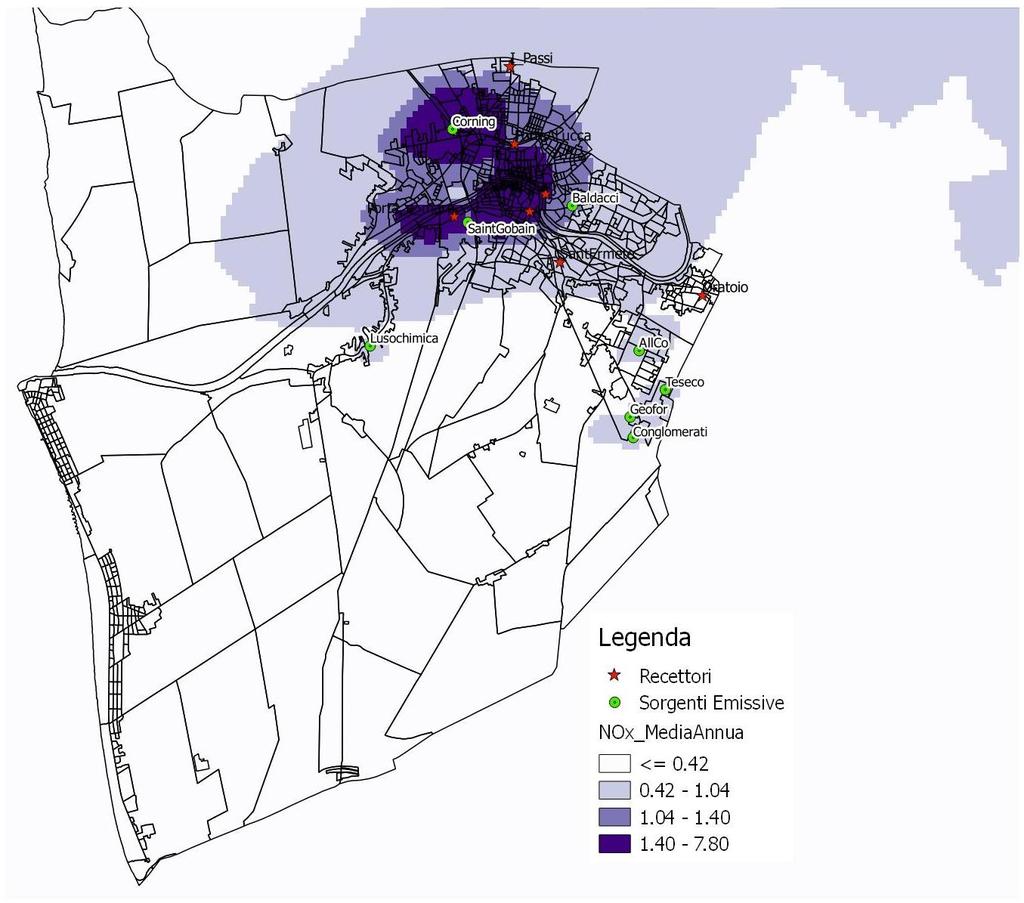 Figura 3 - Distribuzione Spaziale delle emissioni NOx da fonte