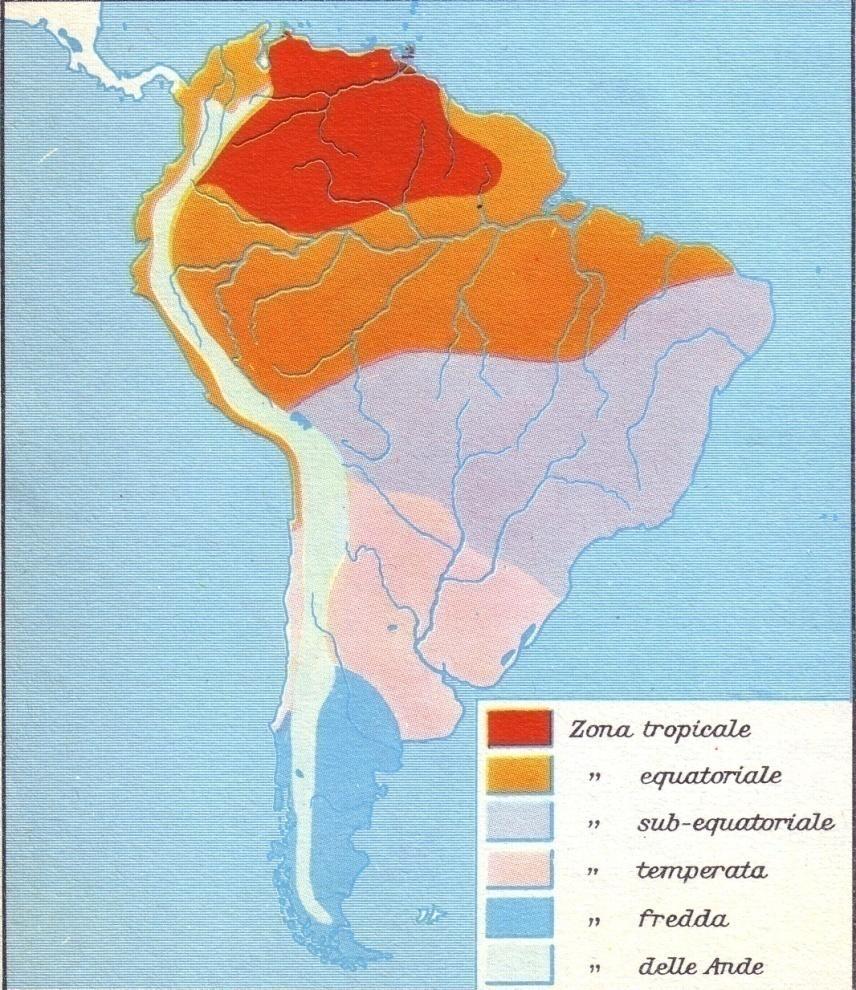 Sud-America: clima Clima caldo Piovoso sulla costa: foreste Poco piovoso nell interno:steppe Clima caldo Piovoso sulla costa: foreste Poco piovoso nell interno: savane e