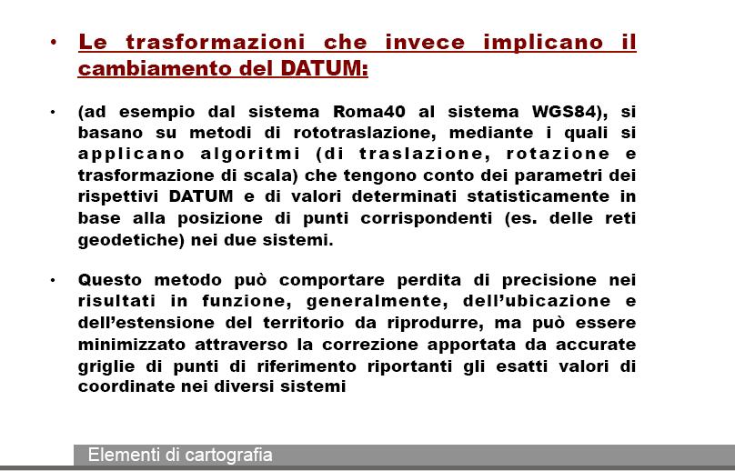 Le trasformazioni di coordinate trasformate