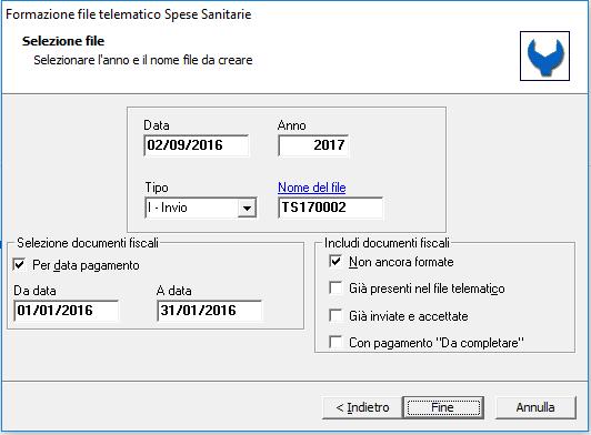 Formazione File Telematico Con il presente aggiornamento vengono abilitate le funzionalità relative l