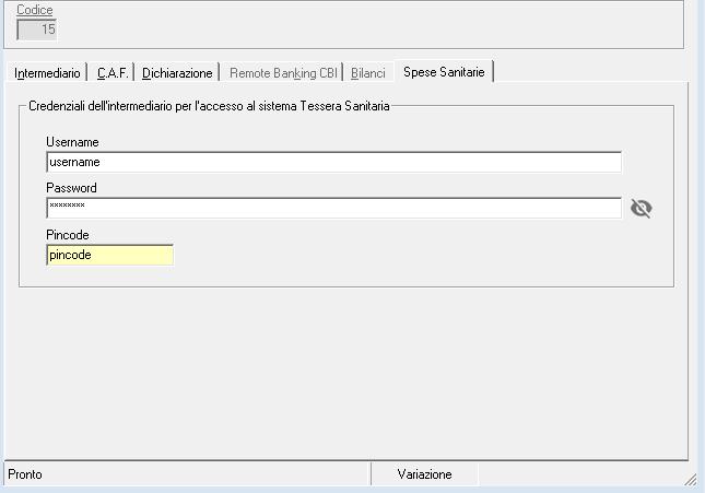 Tabella Dati dell intermediario La tabella dati dell intermediario è stata modificata ed è stata inserita una nuova tablet contenente i dati riguardanti le credenziali di accesso per l invio del file