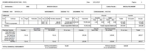 M73015 - IMPLEMENTAZIONI Stampe di servizi M73015 BROTASI Stampa brgliacci TASI Nella stampa del Brgliacci TASI è stat aggiunt, dp l espsizine del dettagli dei fabbricati, il rig denminat TASI n