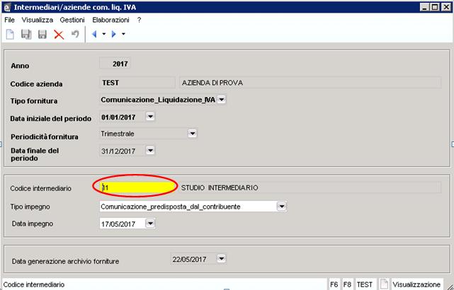 INSERIMENTI / INTEGRAZIONI Intermediari (menù efiscali Comunicazioni Archivi Intermediari ) Se la trasmissione del file telematico viene effettuata direttamente dall azienda/contribuente, e non da un