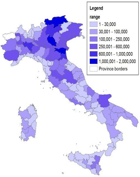 Eppure le politiche.. Mappe di valori assicurati (sx) e indennizzati (dx) 2010-2014 (.