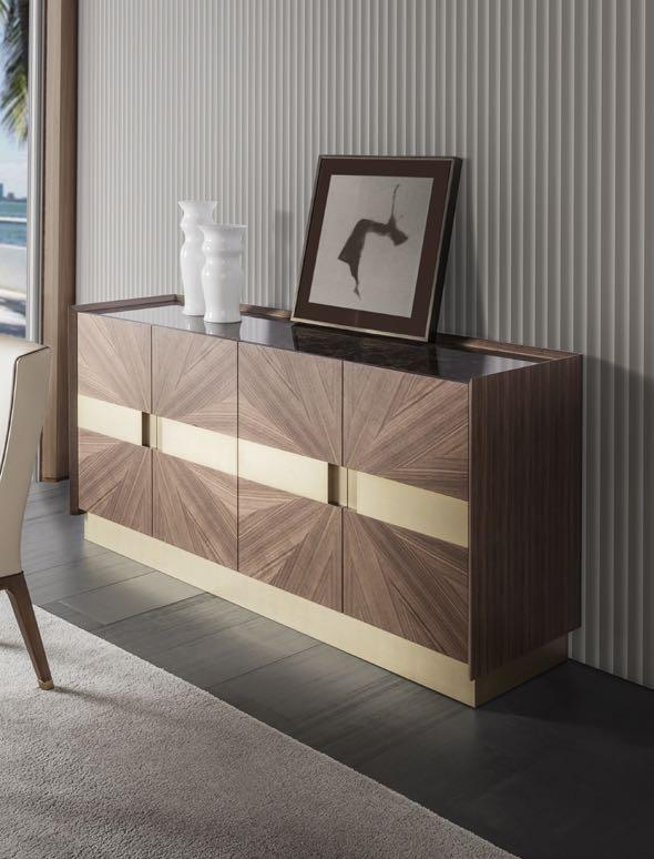 Visconti credenza struttura noce canaletto, top marmo