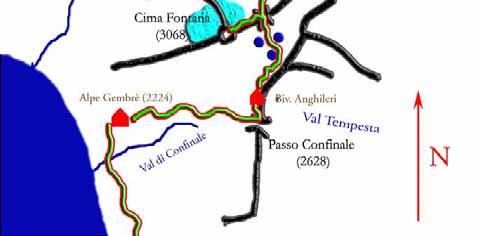 Lascio la macchina sotto il muraglione della diga superiore, poi la costeggio sul lato meridionale (dx) seguendo le indicazioni per l alpe Gembrè (m 2224,