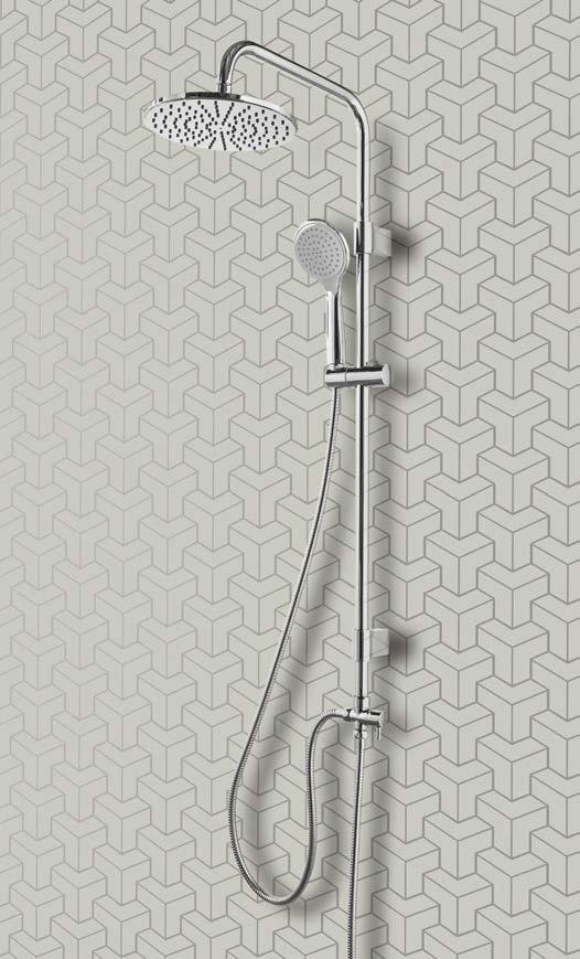 Interasse regolabile. Brass shower column diverter with flexible fitting, shower head, handshower included. Adjustable spacing. ø22 362mm 1040mm Colonna doccia a ponte in ottone.
