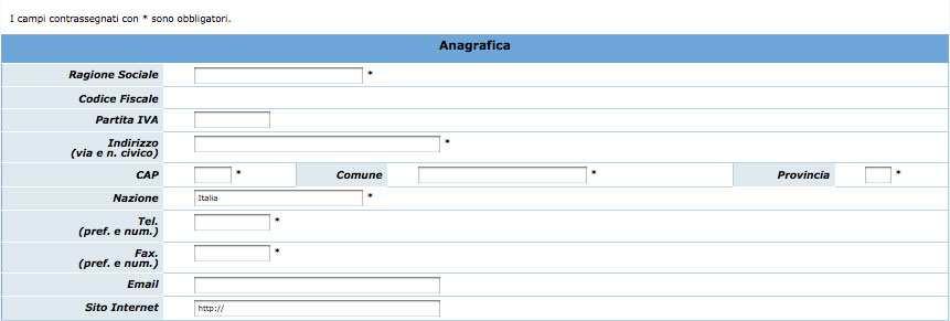 Numero Telefonico e Numero Fax (senza caratteri separatori tipo \ oppure -) Indirizzo e-mail ed eventuale indicazione del sito Internet. Figura 2.