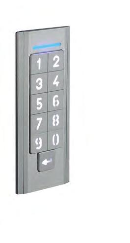 240 SISTEMA PER CONTROLLO ACCESSI SERIE ACCESS KEYPAD TASTIERA A CODICE Corpo scatola in alluminio anodizzato Dimensioni versioni da applicare mm 110 x 40 x 15 Dimensioni versioni da infilare mm 110