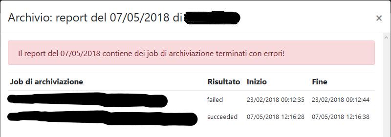 Pagina 9 di 9 4 Report Cliccando sul bottone Report apparirà una nuova schermata. Qui sarà possibile consultare i report elaborati da sistema relativi al job di archiviazione attivi.