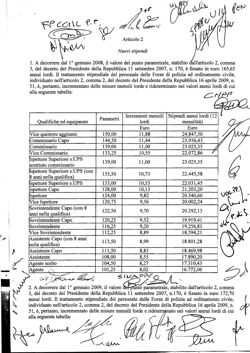 Nuovi stipendi 1. A decorrere dal lo gennaio 2008, il valore del punto parametrale, stabilito all'articolo 2, comma 3, del decreto del Presidente della Repubblica Il settembre 2007, n.