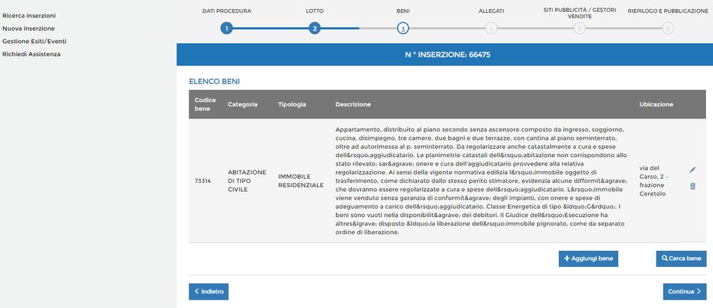 Il punto 4 richiede l inserimento degli allegati, occorre inserire i vari file pdf indicando per ognuno di essi a