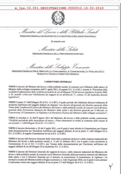 11 aprile 2011 Verifiche periodiche e qualificazione dei soggetti privati In vigore da 24 maggio 2012