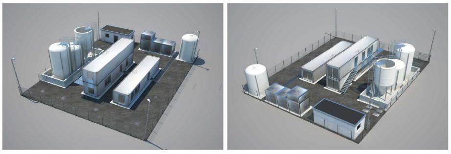 L impianto è allestito all interno della discarica in un area che viene opportunamente attrezzata e protetta (vedi le viste 3D dell impianto di seguito riportate).