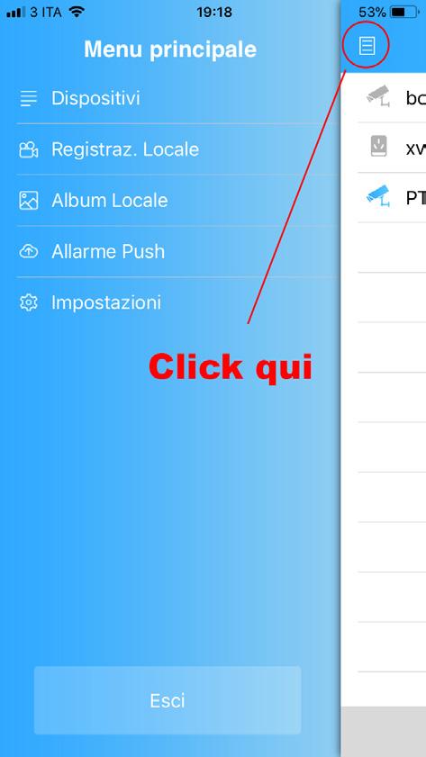 5. Menu principale Il menu principale permette di accedere ai pannelli (sottomenù) delle principali funzioni della App.