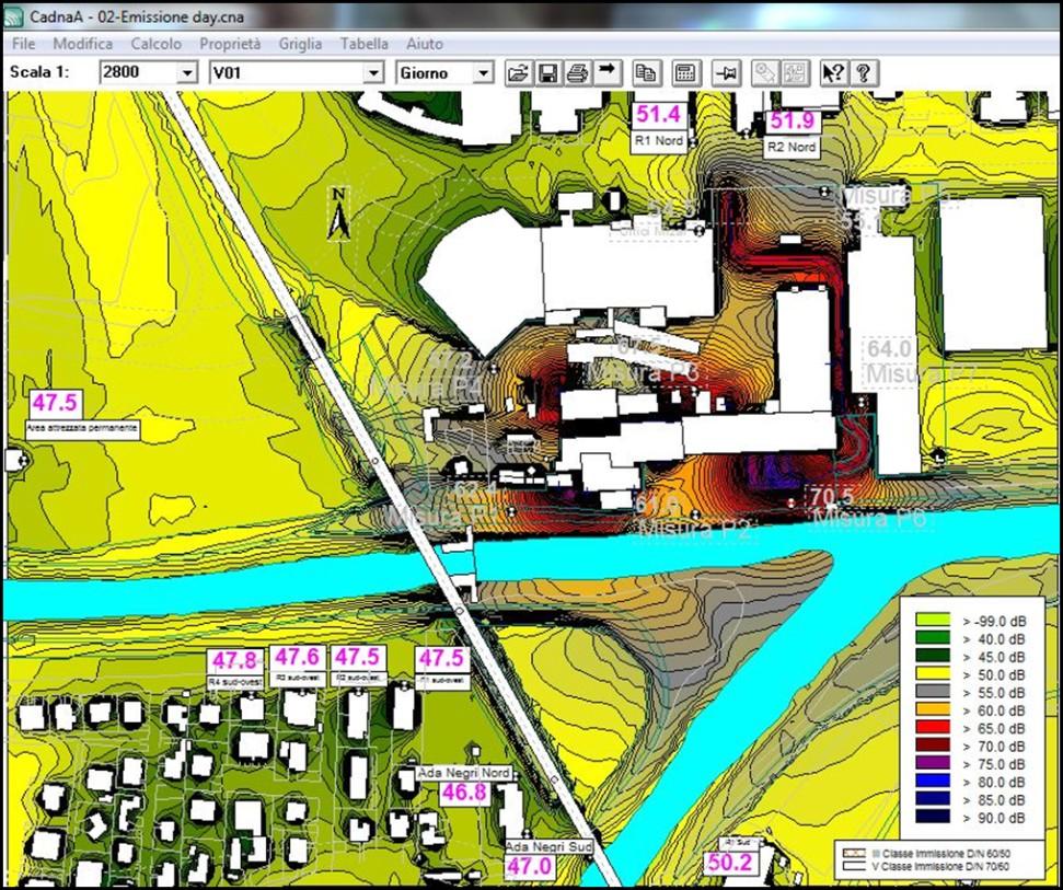 6. Utilizzo del software previsionale CadnaA di Datakustik Valutazione dell impatto acustico: Livelli